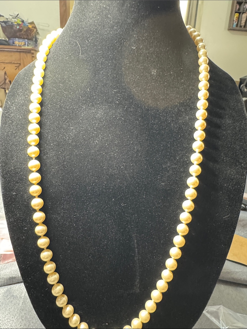 Vintage Monet Golden Pearl Long Strand Necklace